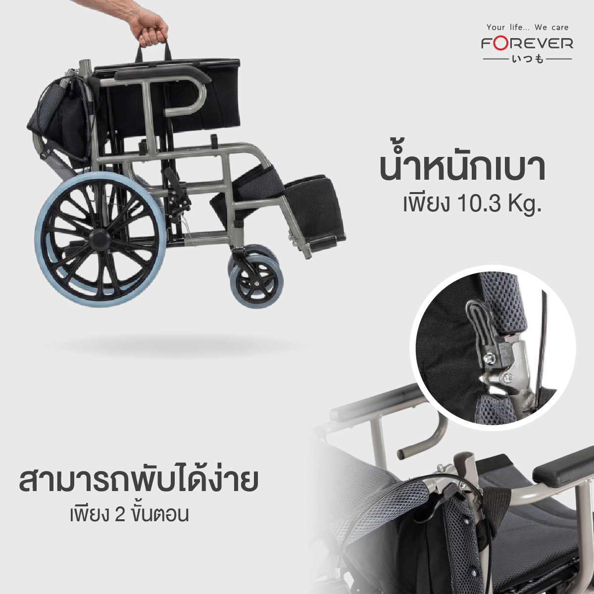 รถเข็นวีลแชร์ FOREVER TRAVEL สีดำ_5